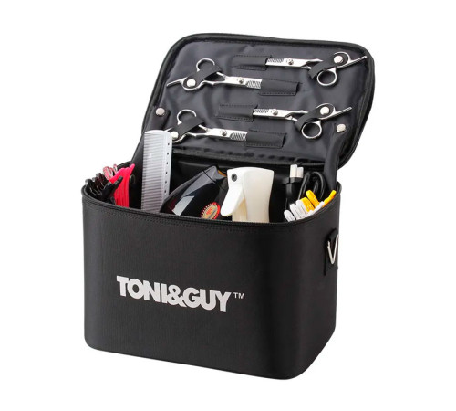 Сумка-чемодан TONI&GUY для мастера маникюра, парикмахера, визажиста тканевая черная размер L 40х28х23 см