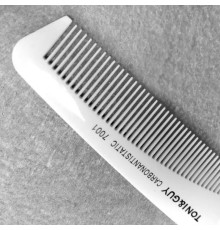 Гребінець-планка Carbon Toni&Guy 7001 Antistatic для стрижки та тушування волосся комбінований антистатичний 20 см білий