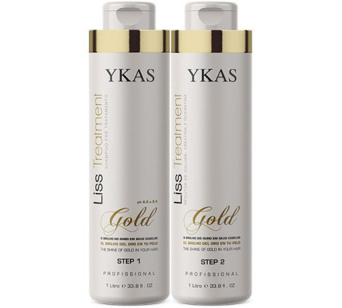 Набір для кератинового випрямлення Ykas Gold, 2х500 г (розлив)